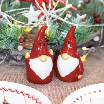 DARTHOME Red Christmas Gonk Salt & Pepper Shakers Set Xmas Gnome Condiment Cruet Pots