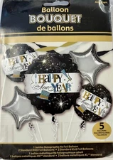 Anagram HAPPY NEW YEAR ELEGANT CELEBRATION Foil Balloon Bouquet 5 Piece