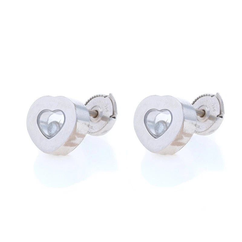 Pendientes Chopard Happy Diamonds Iconos Corazón Oro Blanco 18k Rd.10ctw Flotantes Foto 2 de 4