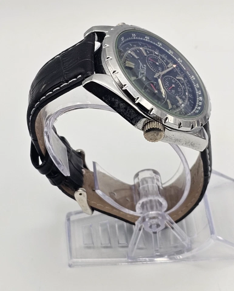 ​Reloj para hombre estilo cronógrafo JARAGAR esfera negra correa de cuero Foto 3 de 4