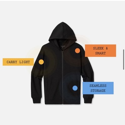 *Brand New* Unbound Merino Men's Size M Compact Travel Hoodie Black - MSRP $198