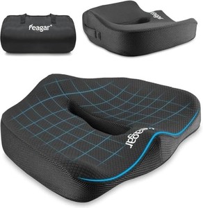 Feagar Cuscino per Sedile in Memory Foam per Coccige e Supporto Lombare