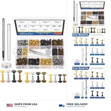 Glarks 600 Sets Leather Rivets with 3Pcs Setting Tool Kit, 4 Colors 3 Sizes D...