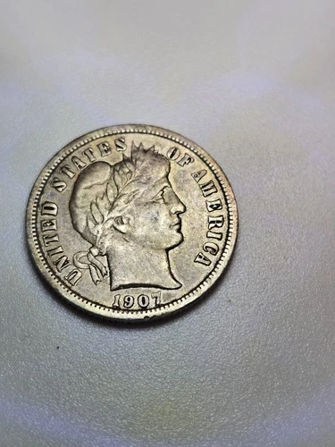 1907 10C Barber Dime  Very Nice coin!!