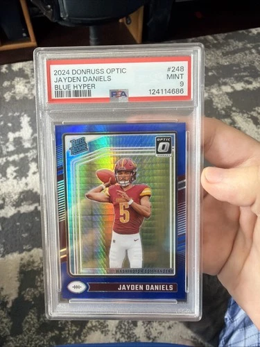2024 Donruss Optic Rated Rookie Jayden Daniels #248 Blue Hyper Prizm PSA 9