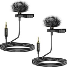 2-Pack Lavalier Lapel Microphone 3.5mm for DJI Mic/Rode Wireless, Video