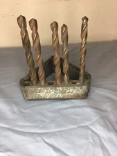 Vtg. Morse Twist Drill Folding Bit Stand Index Holder & 5 Morse Bits - Free Ship