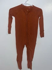 Kiki + Lulu Bamboo Infant Size 3- 6 Months Orange Convertible Footie Pajamas