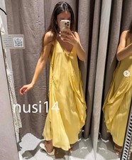 ZARA NEW WOMAN STRAPPY ZW LIMITED EDIT. FLOWY RUFFLED DRESS YELLOW 2417/100/300