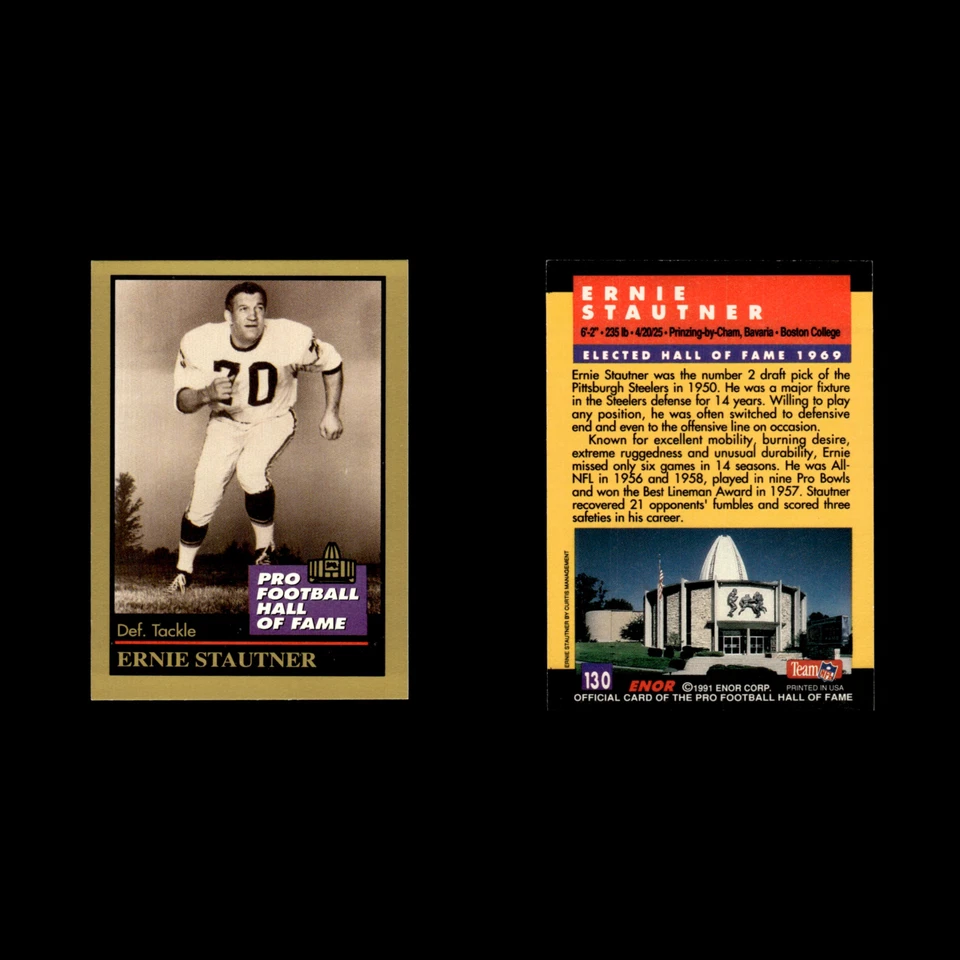 Ernie Stautner #130 1991 ENOR Pro Football HOF Football Card NFL NM - Image 3 of 3