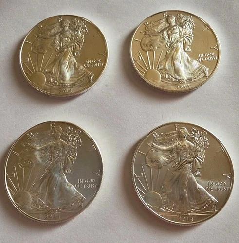 4 / Lot WALKING LIBERTY AMERICAN EAGLE .999 FINE SILVER DOLLAR 1oz. uncirculated