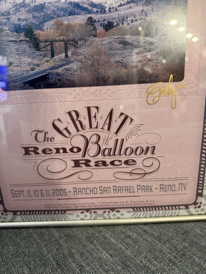 The Great Reno Balloon Race Artist Signed Aluminum Frame 26”X 11” - Image 3 of 4