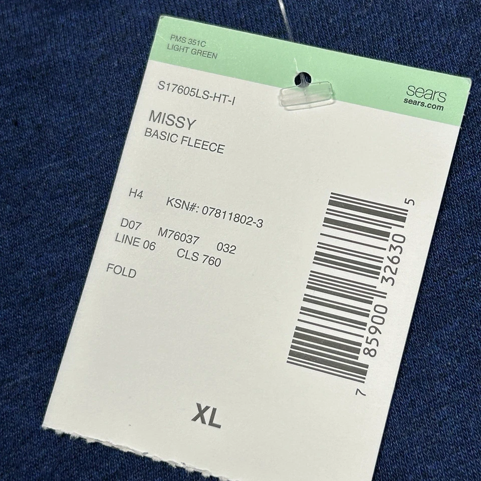 Laura Scott Sweatshirt Womens XL Navy Missy Basic Fleece Crewneck New Tagged - Image 3 of 4