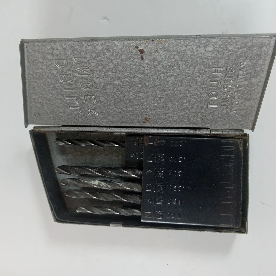 Vintage HUOT Craftsman Drill Index with 6 Bits Metal Case Made In USA - Image 2 of 4