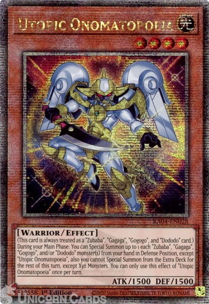 RA04-EN028 Utopic Onomatopoeia : Quarter Century Secret Rare 1st Edition Mint Yu