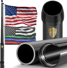 25FT Heavy Duty Aluminum Flag Pole Kit w/ Solar Light 2.68" Tube Outdoor Use