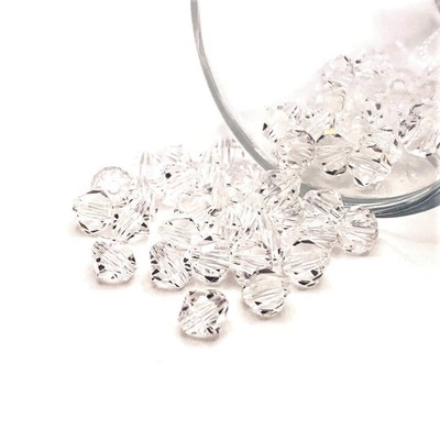 6x6mm Bicone Clear Diamond Imitation Crystal April Birthstone Beads - US Seller