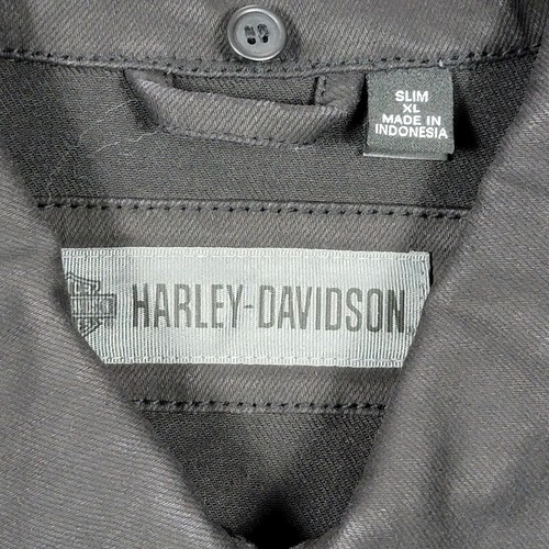 Harley Davidson HDMC Herren schwarz Baumwolle Canvas Knopf & Reißverschluss #1 Weste Gr. Slim XL - Bild 3 von 10
