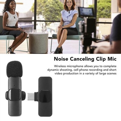 Wireless Lavalier Lapel Microphone Noise Canceling Rechargeable Clip Microphone