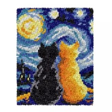 Latch Hook Kits Rug Crochet Yarn Kit Cushion Colour Pre-Printed Canvas Rug Ne...