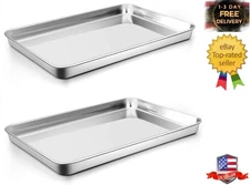 16 Inch Large Baking Sheet Set of 2, Stainless Steel Cookie Sheet, Baking Pan Ba