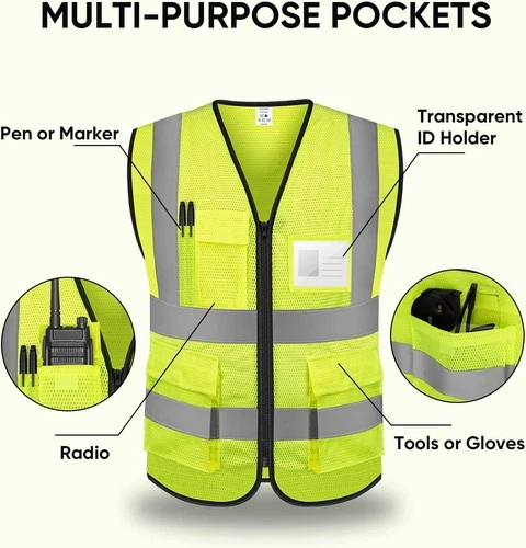 XL Safety Vest -Class 2 High Visibility Reflective Yellow Safety Vest image 4