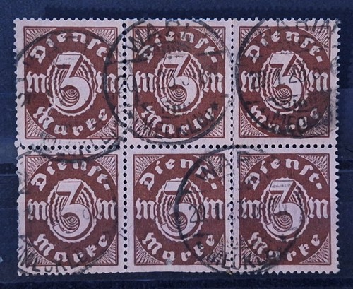 German Reich - Gov. Serv. stamps - Mi 67 - 3 m - block of 6 - used - 1922