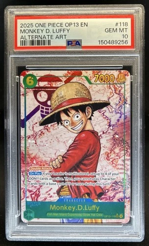 2025 One Piece Monkey D. Luffy Secret Rare Alt Art Alternative #OP13-118 PSA 10