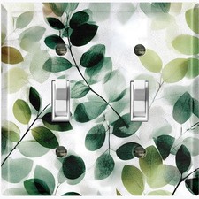 Metal Light Switch Outlet Cover Wall Plate Green Fading Leaves Decor FWR464