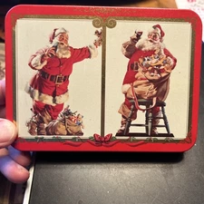 Coca-Cola Christmas Santa Playing Cards 2 Sealed Decks Metal Tin USA 1994