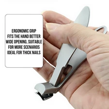 2-Angled Head Nail Clippers For Precise Trimming Of Thick Toenail Silver