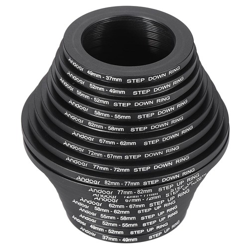 Andoer 18pcs 37-82mm Step Up / Step Down Lens Filter Metal Adapter Ring Kit V4G3 - Picture 6 of 9