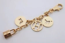 Rare!! Gold H Vintage Key Holder Bag Charm Accessories