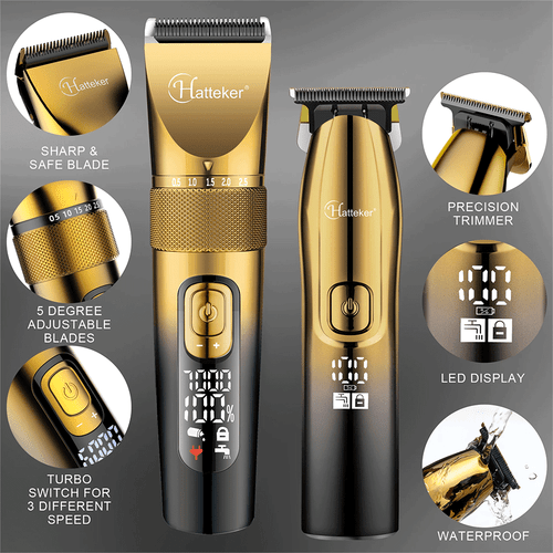 HATTEKER Professional Hair Clipper &Trimmer Men Barber Cordless Hair Cutting Set - Picture 14 of 24