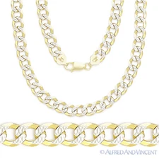 5mm Cuban Pave Link Sterling Silver 14k Yellow Gold-Plated Men's Chain Necklace