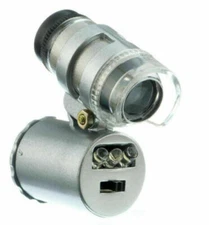 45X Jeweler's Pocket Microscope Magnifier Loupe 2 LED UV Light Adjustable Focus