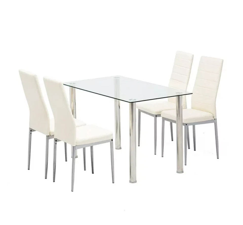 Juego de Comedor 4 Sillas y Mesa Moderno Elegante Glass Top Kitchen Table NEW - Image 4 of 4