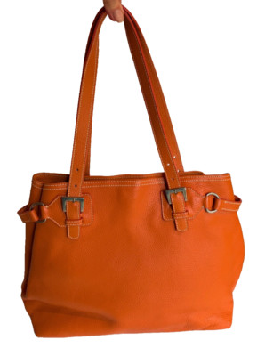 PRADA Vitello Daino Orange  Leather Tote Handbag Shoulder Bag
