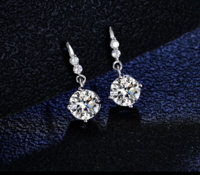Prachtvoller Ohrring | baumelnd | 1 kt | 20 mm Tropfen | Silber | Diamant alternativ