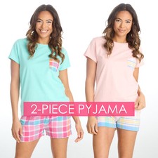 Ladies Short Sleeved T-shirt Short Bottoms Set 2-Piece Pyjama Summer PJ's S-XL