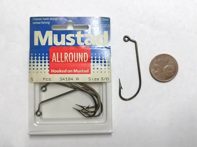 Ami avec œillet MUSTAD ALLROUND Réf. 34184 A taille 3/0 Pièces 5 MU184 - Photo 1/4