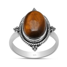 Tiger's Eye Gemstone Solid 925 Sterling Silver Handmade Ring For Women  Girls