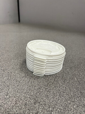 [10 Pack] White Flat Tear Back Lids for Coffee, Paper Cup - Universal Size fits