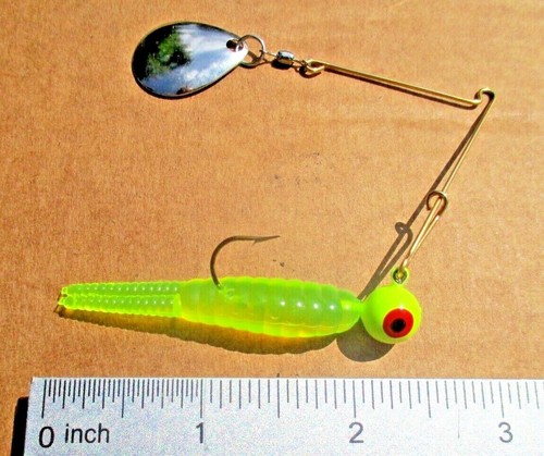 3ct CHARTREUSE BEETLE 1/4oz Silver SPINNERS Spins Crappie Fishing Lures Panfish - Picture 2 of 5