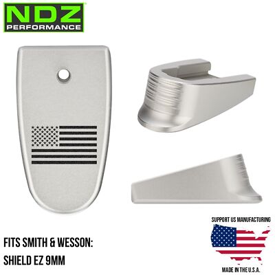 NDZ Smith & Wesson Shield EZ 9MM Magazine Base Plate Extension Aluminum Silver