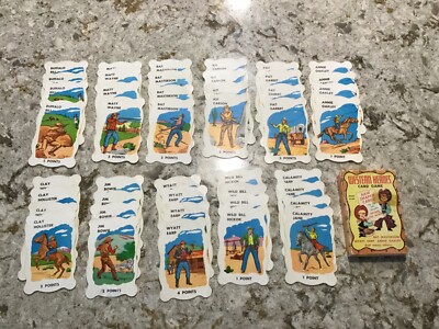 1950s Built Rite Western Heroes Card Game Warren Paper Earp Oakley Buffalo Bill