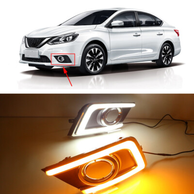 For Nissan Sentra 2016-19 LED DRL Daytime Running Fog Lamp Light w/ Turn Signal For Nissan Sentra 2016-19 LED DRL Daytime Running Fog Lamp Light w/ Turn Signal