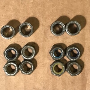 vintage used Skateboard Long board Truck Axle Nuts & Free Stroker Wheel Spacers