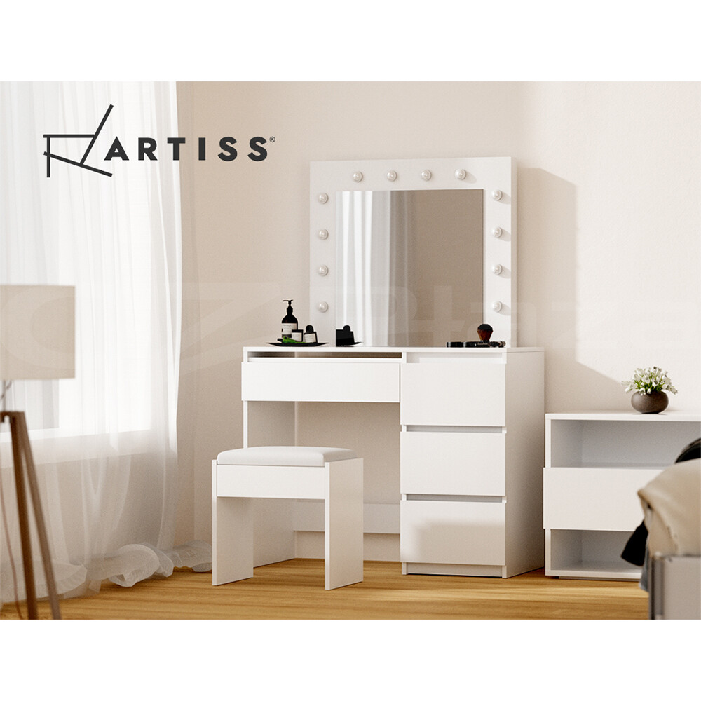 Artiss Dressing Table LED Makeup Mirror Stool Set 12 Bulbs Vanity Desk