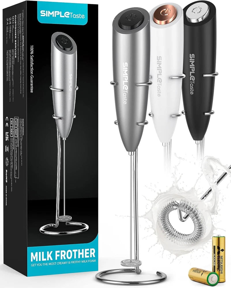 Milk Frother Handheld Battery Operated Electric Foam Maker, Drink Mixer with Sta